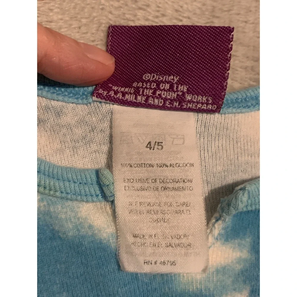 Vintage Y2K Kids Winnie The Pooh Bear Dream Blue Tie Dyed T Shirt Size 4/5